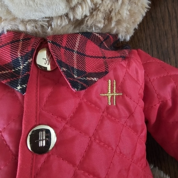 Harrods Jasper 2014 Bear with Red Quilted and Plaid Jacket, Stuffy, Plushie - Picture 4 of 9